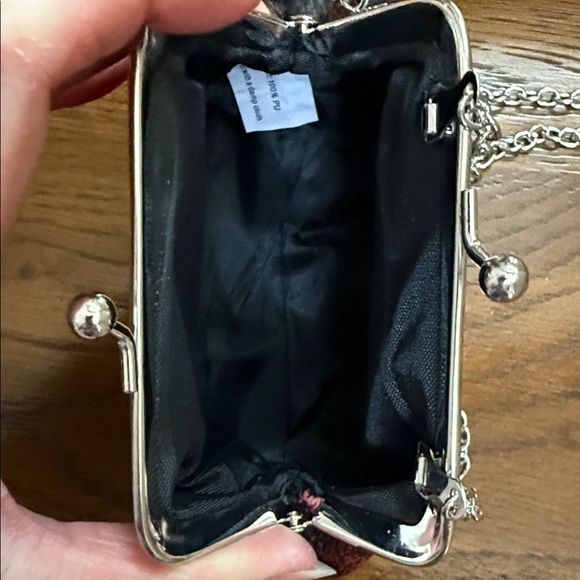 Ed Hardy Black/Red Coin Purse with Tiger and silver chain handle. Tiger charm. - Picture 8 of 9